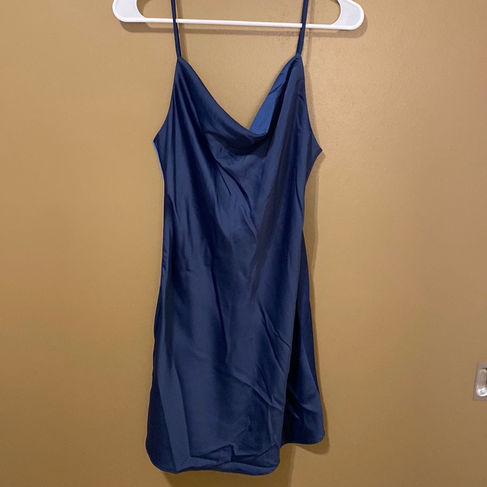 Blue silk dress
